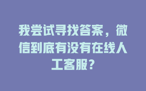 我尝试寻找答案，微信到底有没有在线人工客服？-在线客服