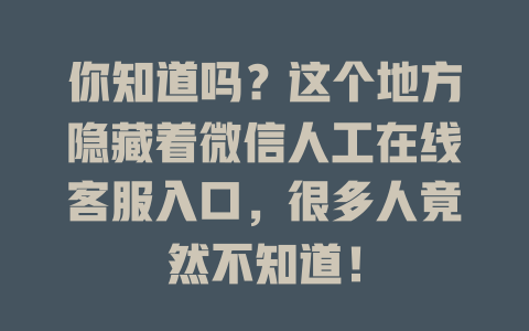 你知道吗？这个地方隐藏着微信人工在线客服入口，很多人竟然不知道！-在线客服