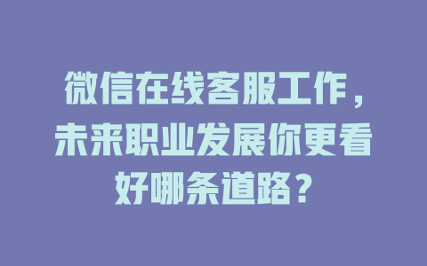 微信在线客服工作，未来职业发展你更看好哪条道路？-在线客服