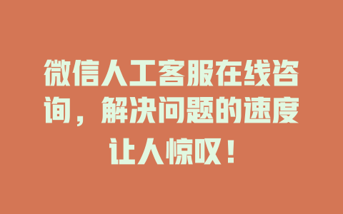 微信人工客服在线咨询，解决问题的速度让人惊叹！-在线客服