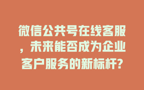 微信公共号在线客服，未来能否成为企业客户服务的新标杆?-在线客服
