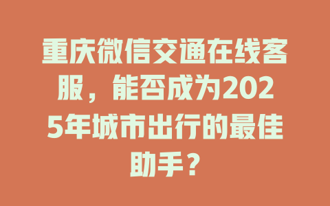 重庆微信交通在线客服，能否成为2025年城市出行的最佳助手？-在线客服