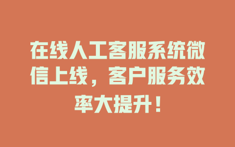 在线人工客服系统微信上线，客户服务效率大提升！-在线客服