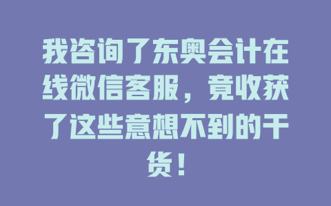 我咨询了东奥会计在线微信客服，竟收获了这些意想不到的干货！-在线客服