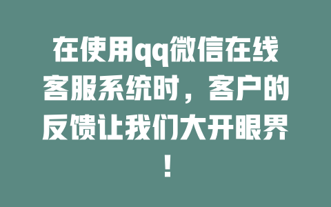 在使用qq微信在线客服系统时，客户的反馈让我们大开眼界！-在线客服