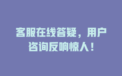 客服在线答疑，用户咨询反响惊人！-在线客服