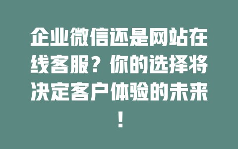 企业微信还是网站在线客服?你的选择将决定客户体验的未来!-在线客服
