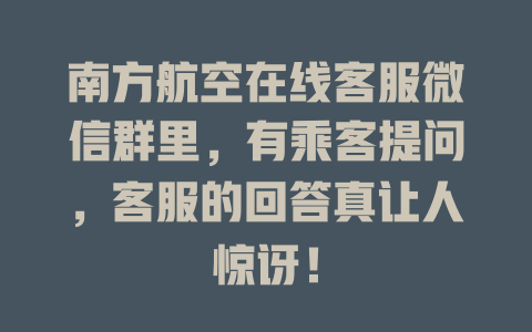南方航空在线客服微信群里，有乘客提问，客服的回答真让人惊讶！-在线客服